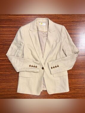 Boden Stamford Beige Linen Blazer Size 6R Single Button Workwear Preppy